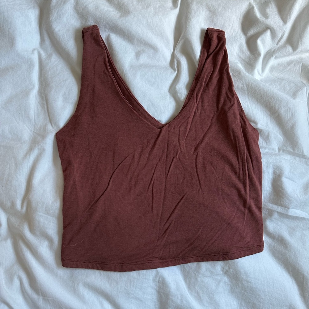 BE COOL Deep V-Neck Brown Tank Top